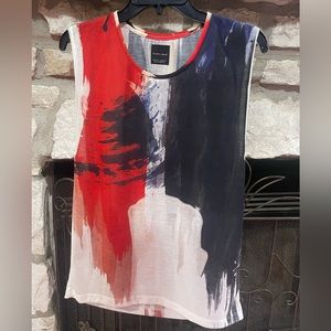 Zara Man Sleeveless Shirt Tank Abstract Print Small